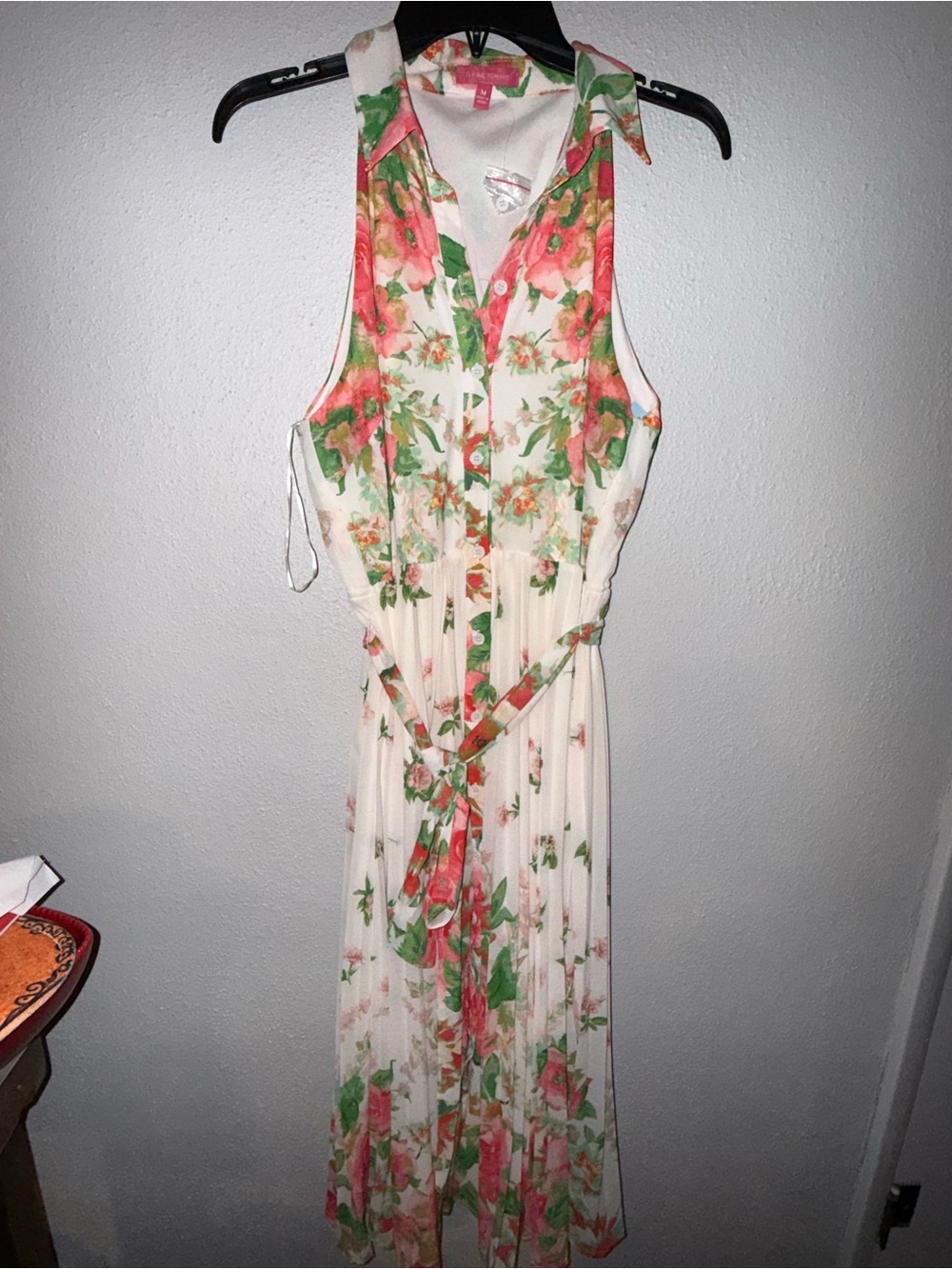 Flying Tomato Sleeveless Floral Maxi Dress in White, Pink & Green